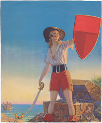 Original vintage calendar / poster art print from the 1920s-1940s